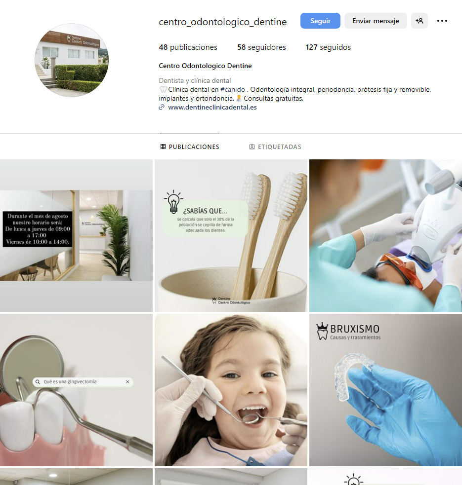Instagram de Centro Odontológico Dentine